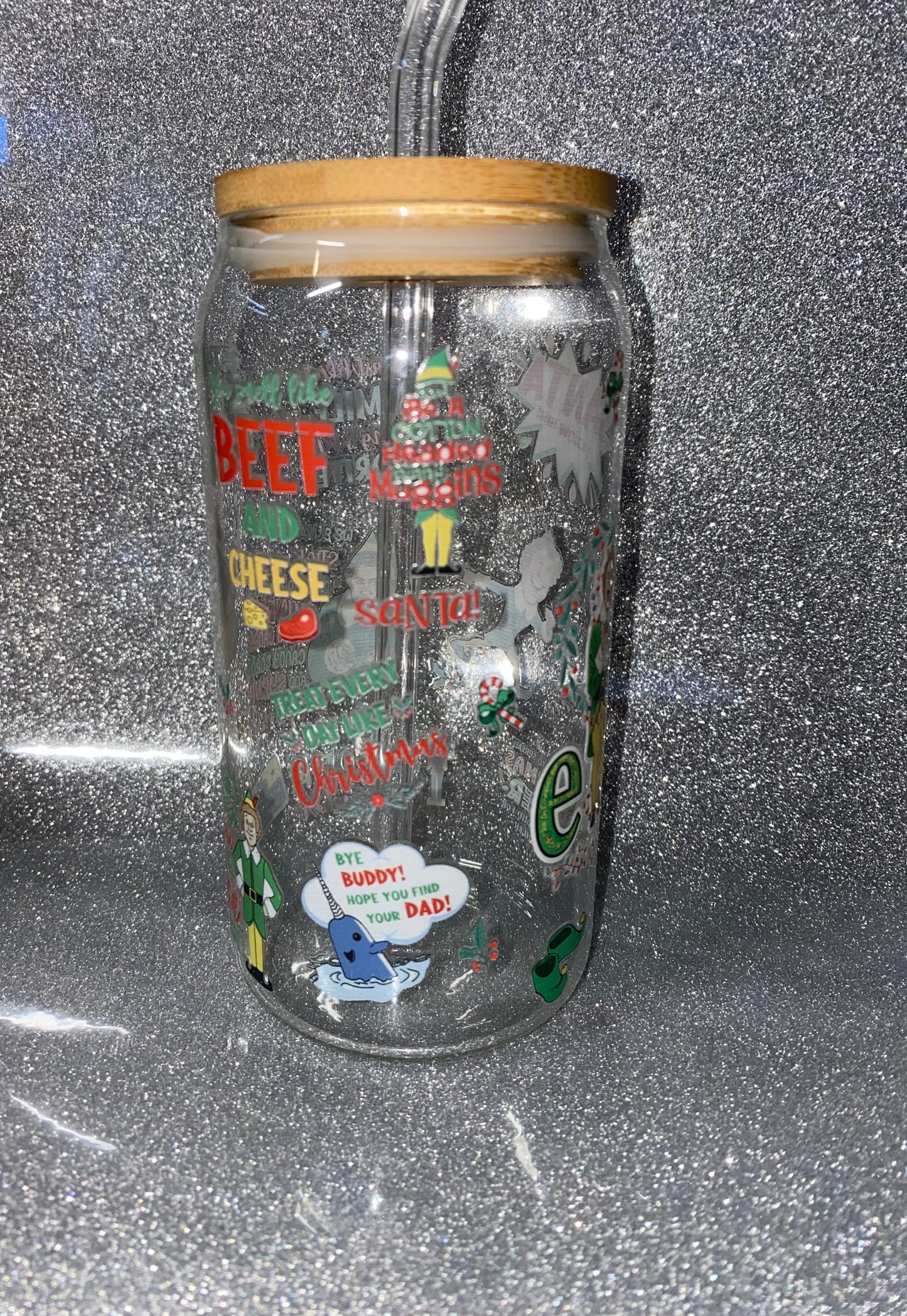 Elf Christmas Glass