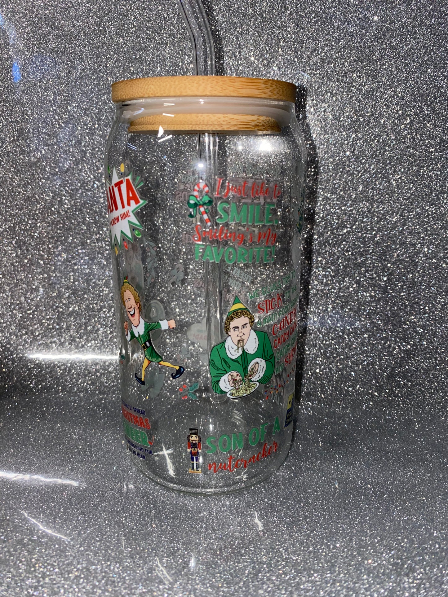 Elf Christmas Glass
