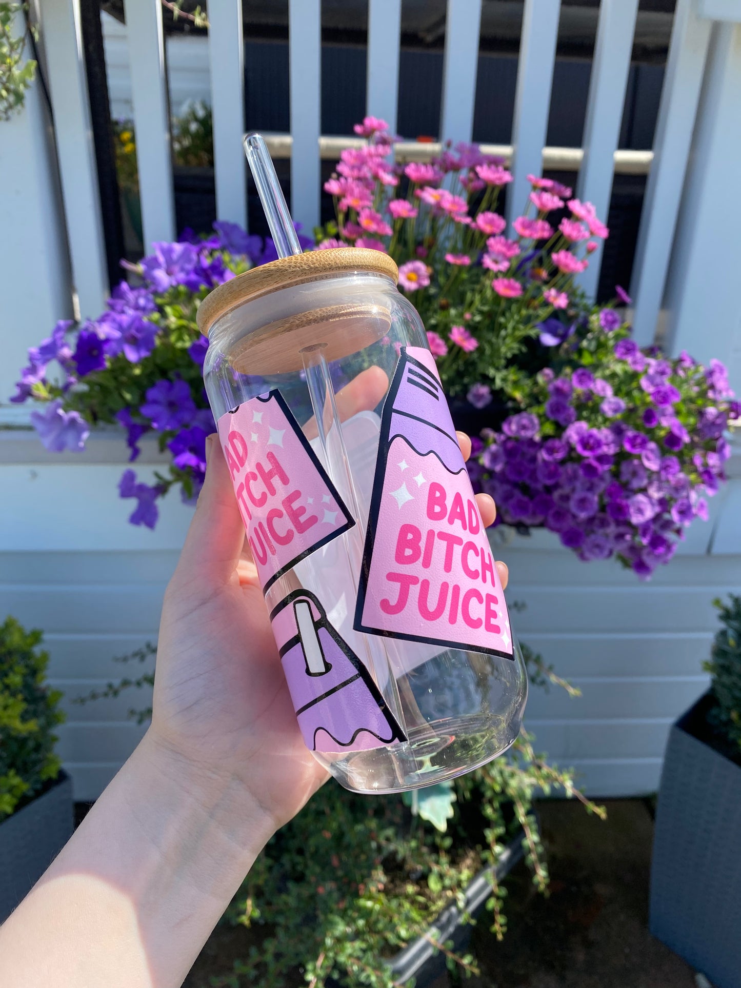 Bad Bitch Juice Glass With Bamboo Lid
