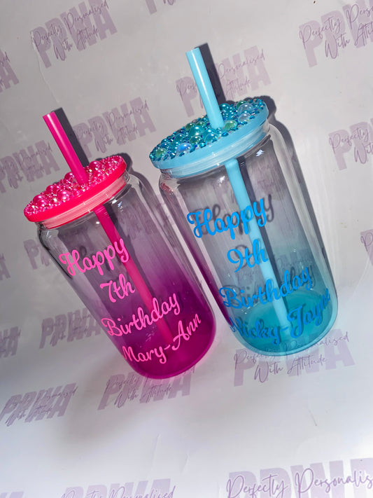 Personalised Ombré Glass with Custom Lid
