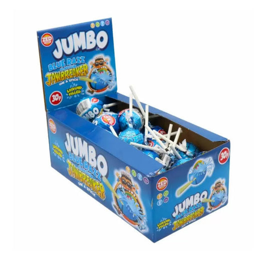 Zed Candy JUMBO Blue Razz Jawbreaker Pops