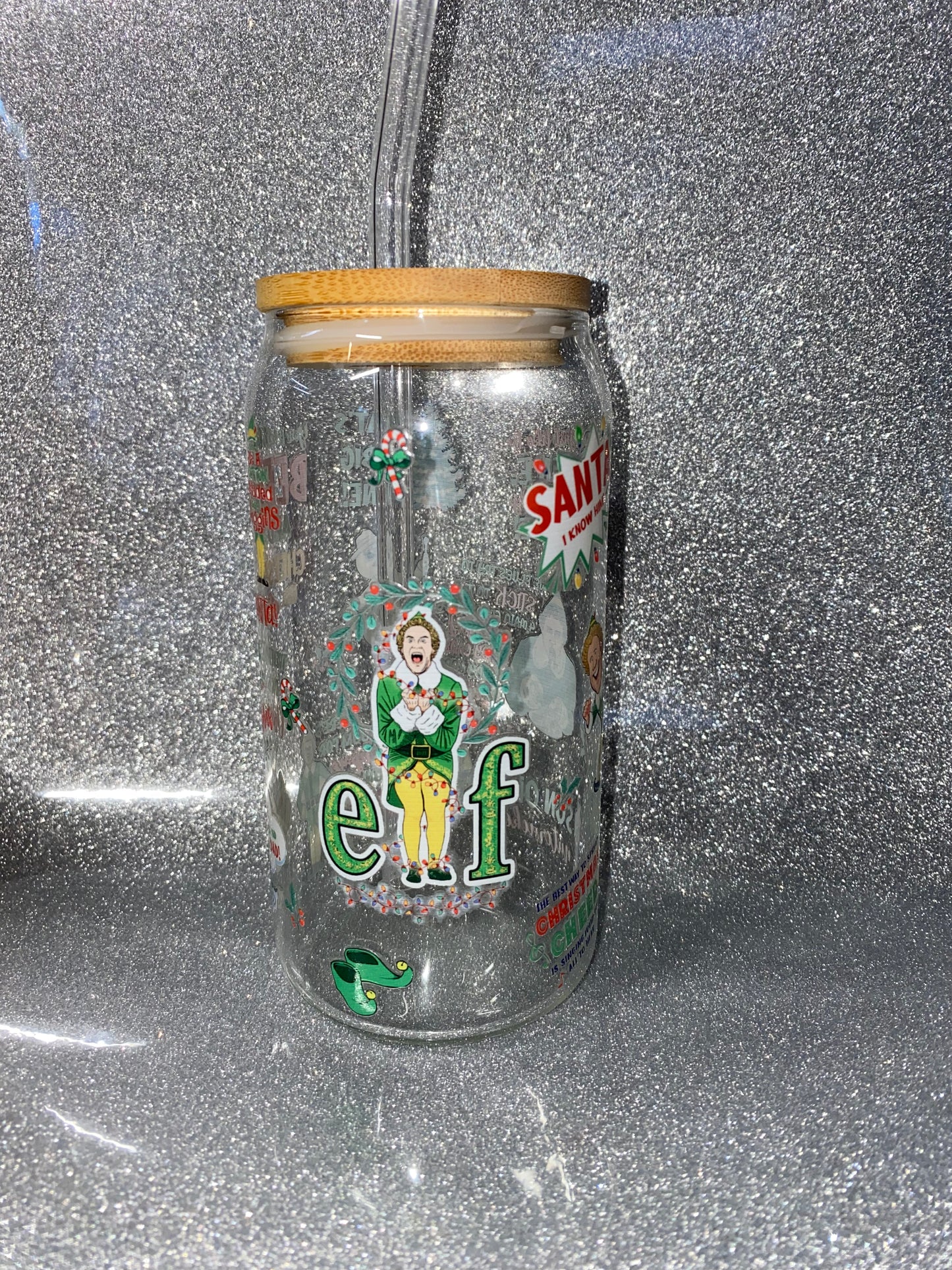 Elf Christmas Glass