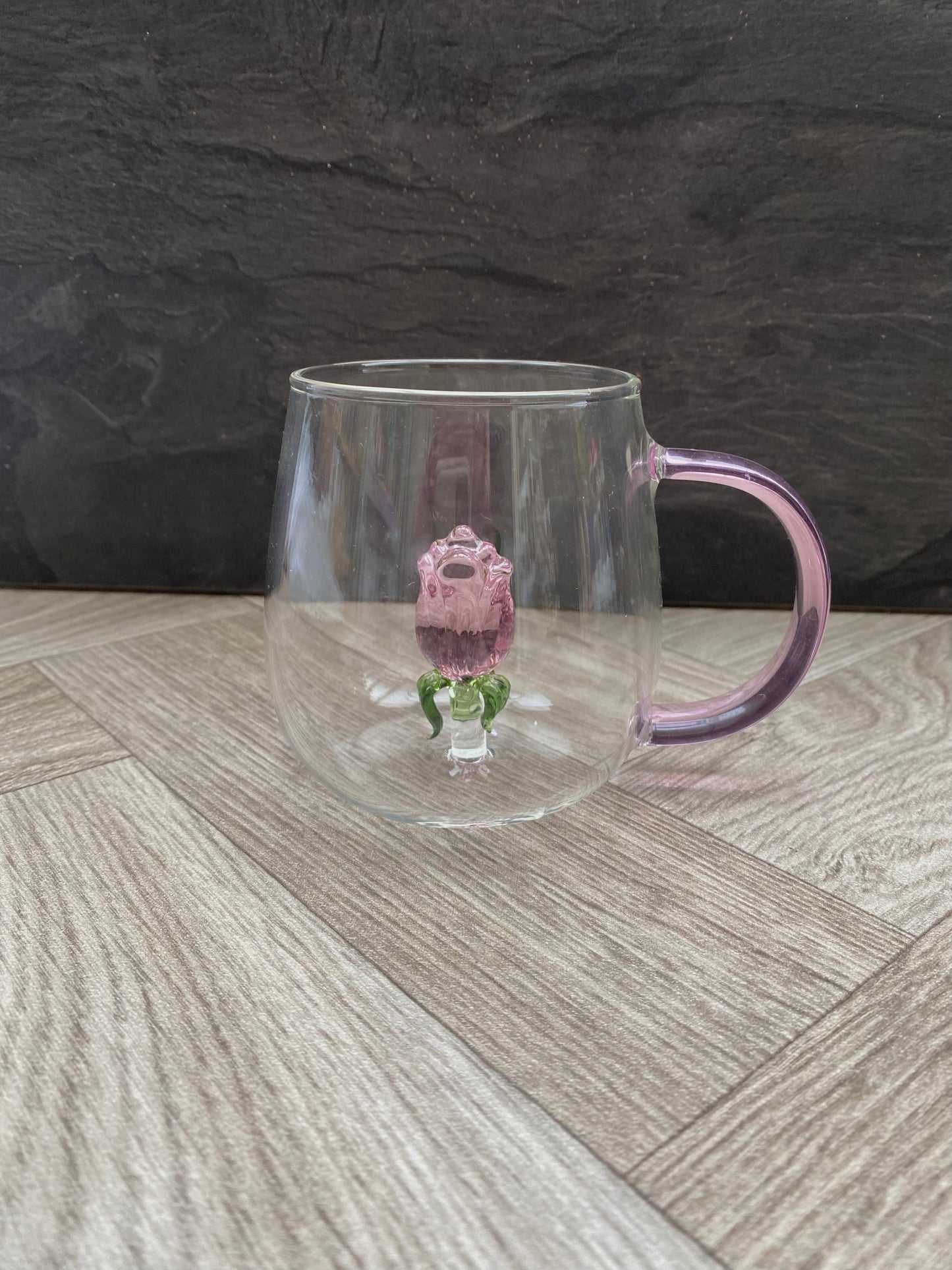 Pink Rose Glass Mug
