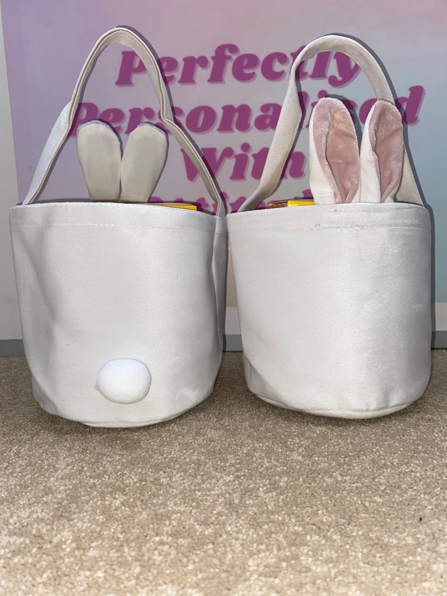 White Velvet Bunny Bags